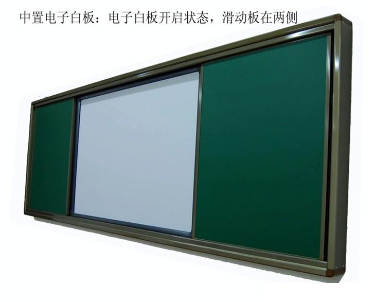 多功能組合推拉板-左右推拉式復(fù)合黑板-中置電子白板-廣州黑板